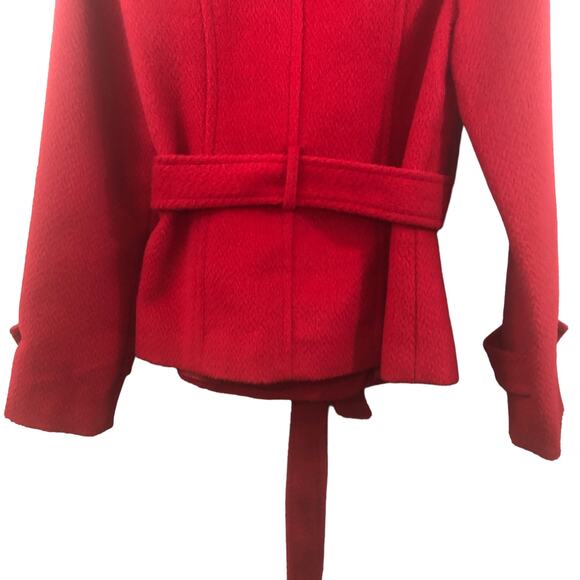 Forever 21 Red Belted Peacoat Jacket Women’s M (Fits S/M) Double Breasted - Picture 7 of 10